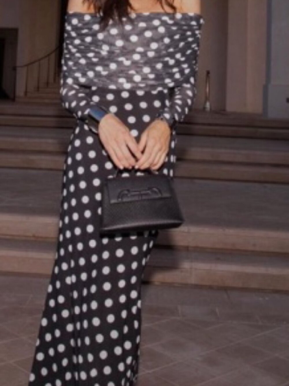 NWOT AFRM Thelma Dress Black and White Polka Dot Long Sleeve Dress